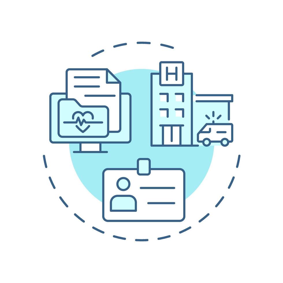 Hospital visitors logging soft blue concept icon. Security measures, safety. Access control. Round shape line illustration. Abstract idea. Graphic design. Easy to use in infographic vector