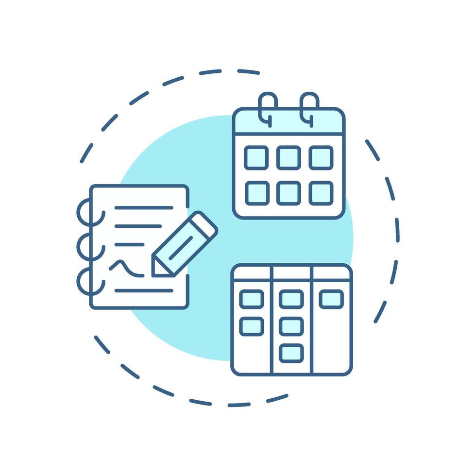 Visitor scheduling system soft blue concept icon. Planning software, time management. Round shape line illustration. Abstract idea. Graphic design. Easy to use in infographic, presentation vector