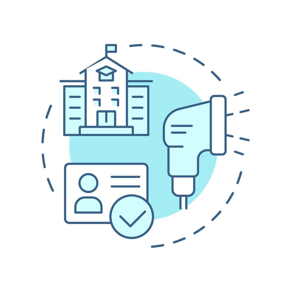 School visitor sign in systems soft blue concept icon. Access control, management. Round shape line illustration. Abstract idea. Graphic design. Easy to use in infographic, presentation vector