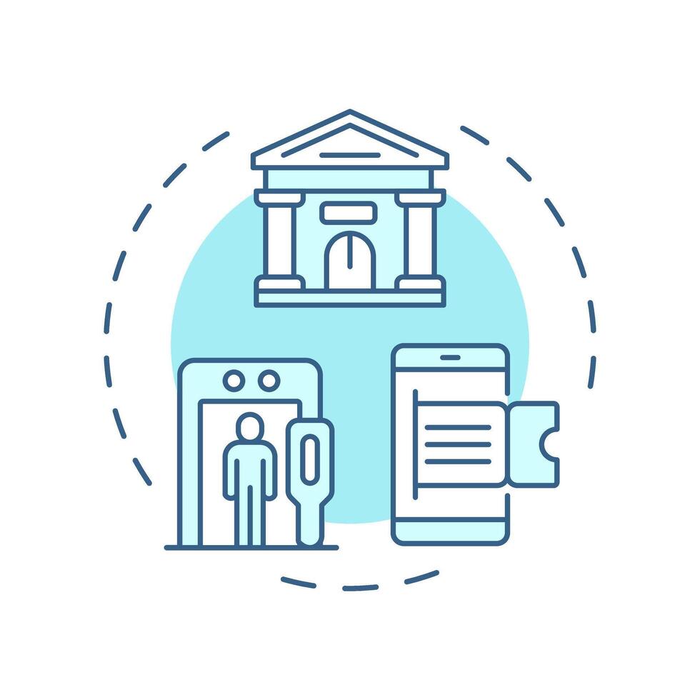 Government building visitor management soft blue concept icon. Security measures. Round shape line illustration. Abstract idea. Graphic design. Easy to use in infographic, presentation vector