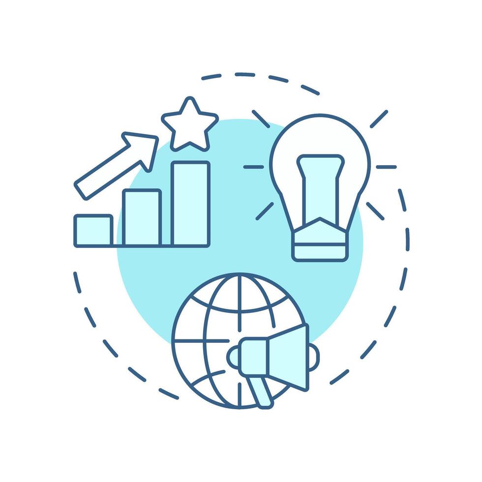 Industry trends analysis soft blue concept icon. Internet, communication. Social media. Round shape line illustration. Abstract idea. Graphic design. Easy to use in infographic, presentation vector