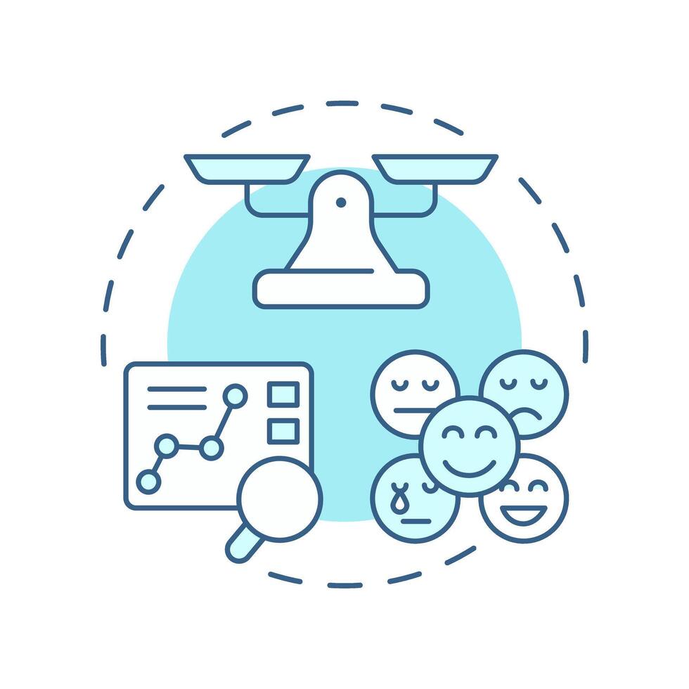 Emotion analysis soft blue concept icon. Statistical metrics, analytics. Marketing, research. Round shape line illustration. Abstract idea. Graphic design. Easy to use in infographic vector