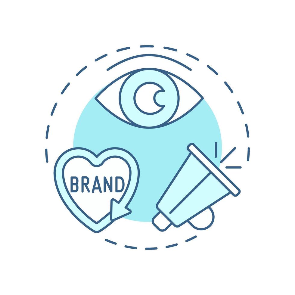 Brand recognition soft blue concept icon. Advertising, promoting. Marketing strategy. Round shape line illustration. Abstract idea. Graphic design. Easy to use in infographic, presentation vector