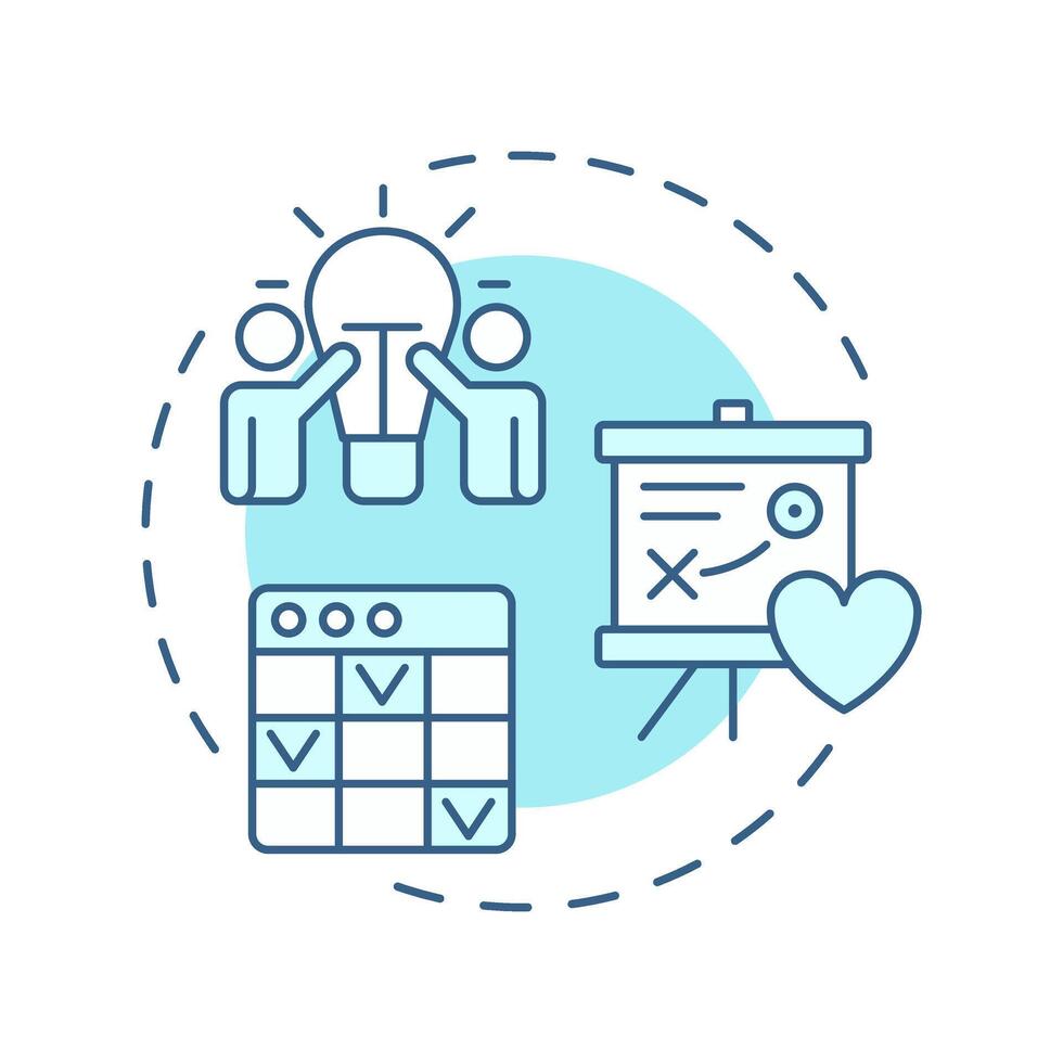 Create action plans soft blue concept icon. Team work, brainstorm. Business strategy. Round shape line illustration. Abstract idea. Graphic design. Easy to use in infographic, presentation vector