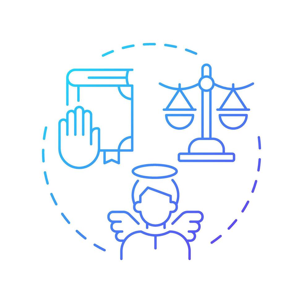 Innocence presumption blue gradient concept icon. Public trial, law equality. Legal system. Round shape line illustration. Abstract idea. Graphic design. Easy to use in infographic, presentation vector