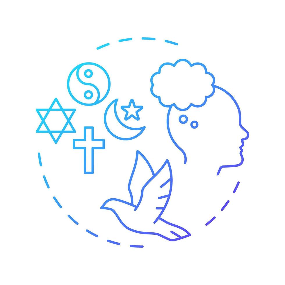 Religion freedom and thought blue gradient concept icon. Personal faith, worship. Round shape line illustration. Abstract idea. Graphic design. Easy to use in infographic, presentation vector