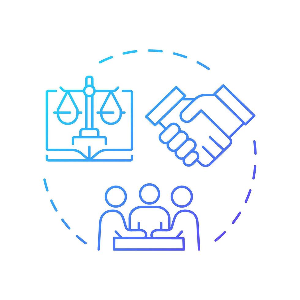 Peaceful assembly right blue gradient concept icon. Human rights, social movement. Round shape line illustration. Abstract idea. Graphic design. Easy to use in infographic, presentation vector