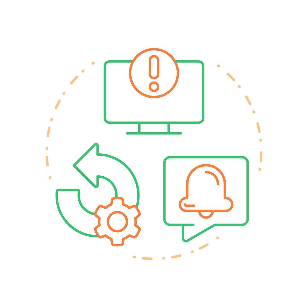 Exception reports duo tone concept icon. Discrepancies between planned and actual performance. MRP output. Round two color outline illustration. Abstract design. Easy to use in booklet vector