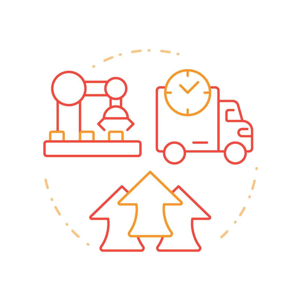 Improves on time delivery duo tone concept icon. Shipment deadlines coordination. Benefit of MRP II. Round two color outline illustration. Abstract design. Easy to use in article vector