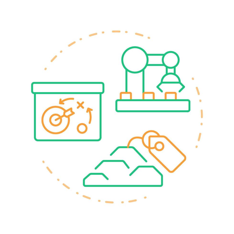 Material requirements planning duo tone concept icon. MRP in manufacturing regulation. Inventory management. Round two color outline illustration. Abstract design. Easy to use in article vector