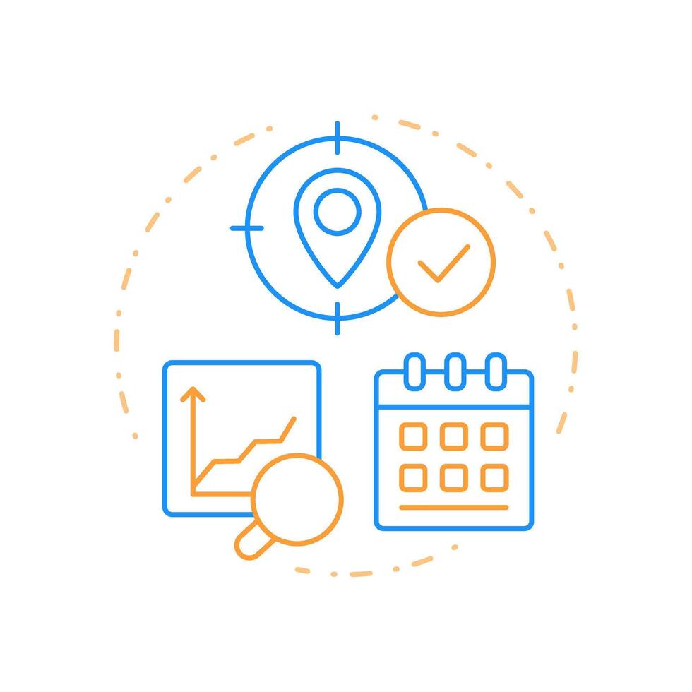 Forecast based planning duo tone concept icon. Statistical models. SAP regulation with consumption analytics. Round two color outline illustration. Abstract design. Easy to use in booklet vector