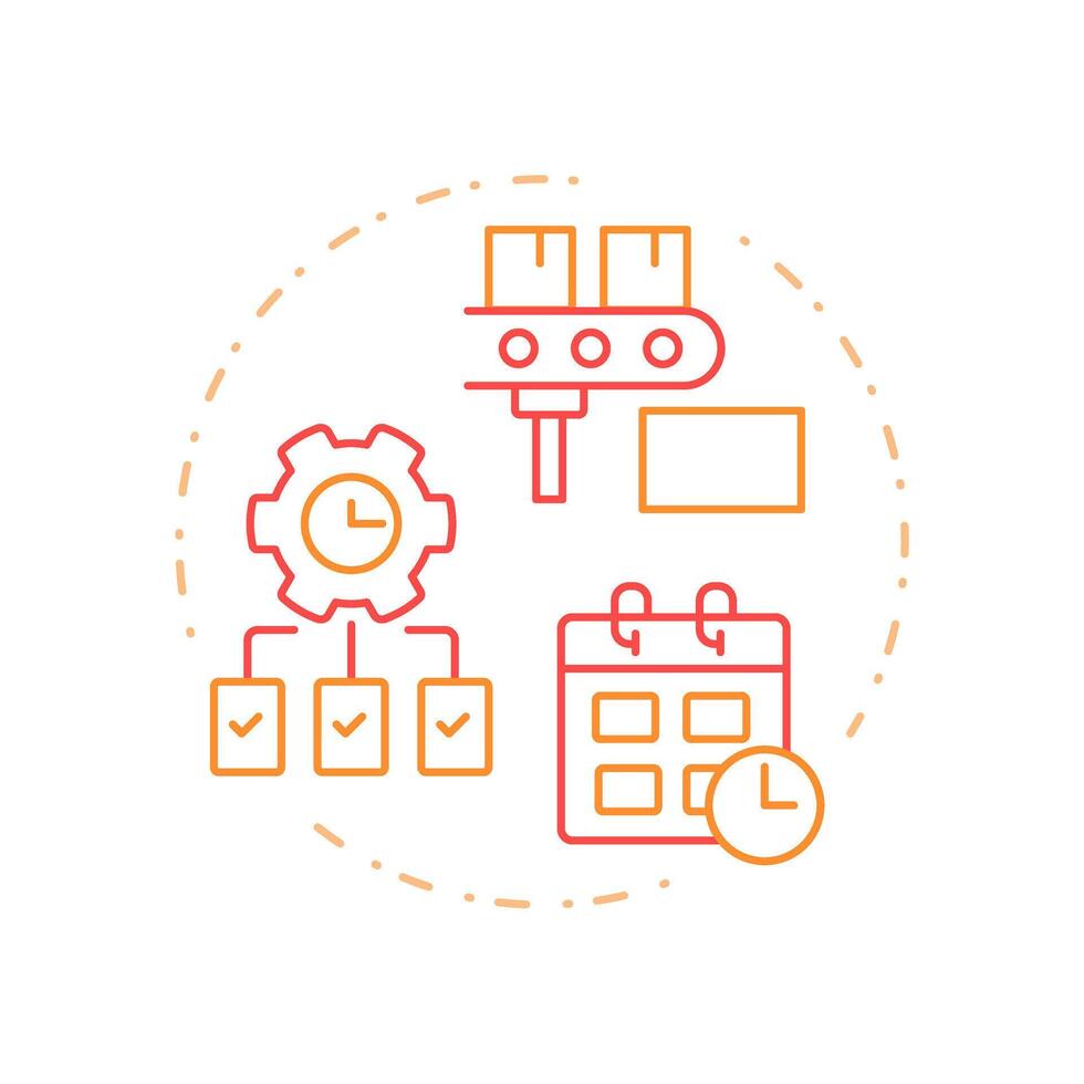 Master production schedule duo tone concept icon. Products manufacture planning process. MRP input. Round two color outline illustration. Abstract design. Easy to use in booklet vector