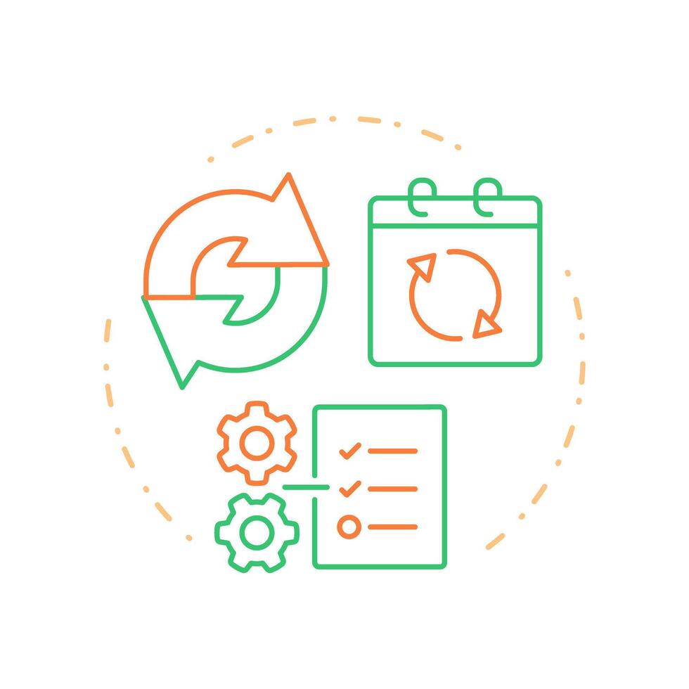 Changes to planned orders duo tone concept icon. Modifications in original production schedules. MRP output. Round two color outline illustration. Abstract design. Easy to use in article vector