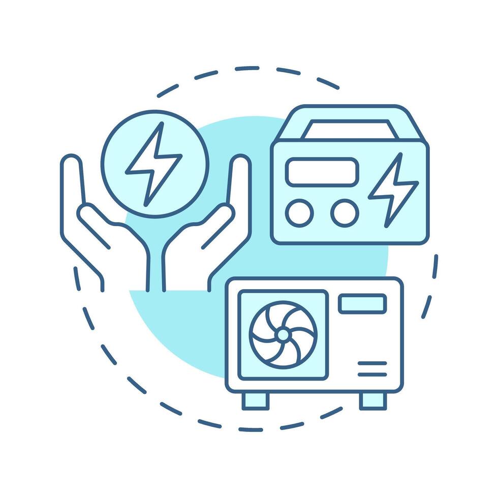 HEMS soft blue concept icon. Home energy management system. Power consumption. Round shape line illustration. Abstract idea. Graphic design. Easy to use in infographic, presentation vector
