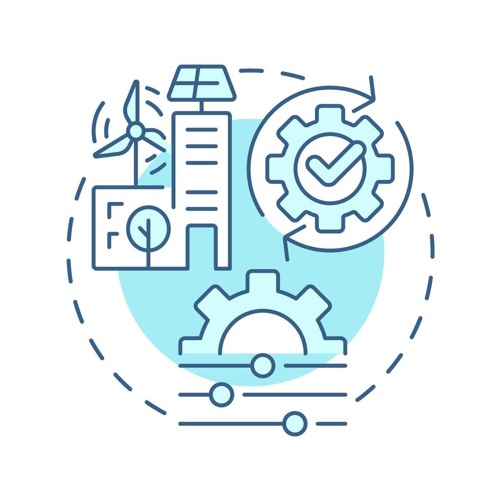 BEMS soft blue concept icon. Building energy management system. Urban electrification. Round shape line illustration. Abstract idea. Graphic design. Easy to use in infographic, presentation vector
