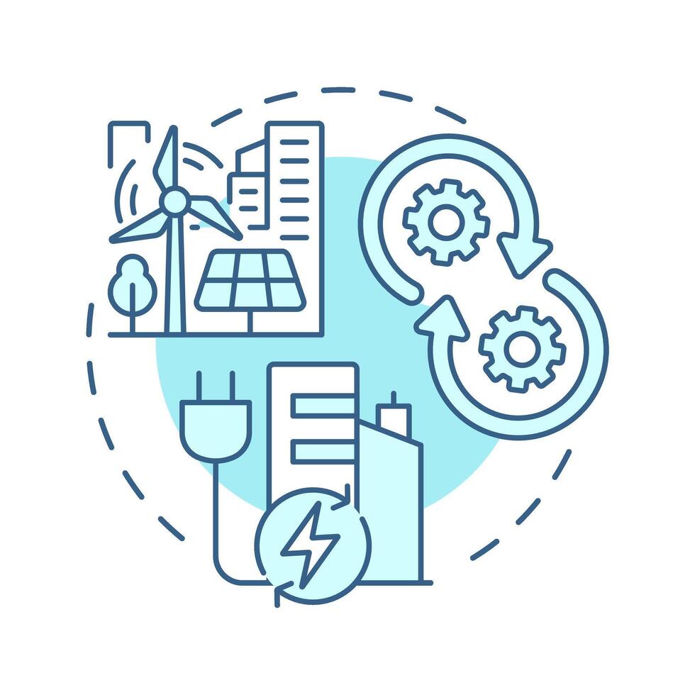 CEMS soft blue concept icon. City electrification, energy management. Control system. Round shape line illustration. Abstract idea. Graphic design. Easy to use in infographic, presentation vector