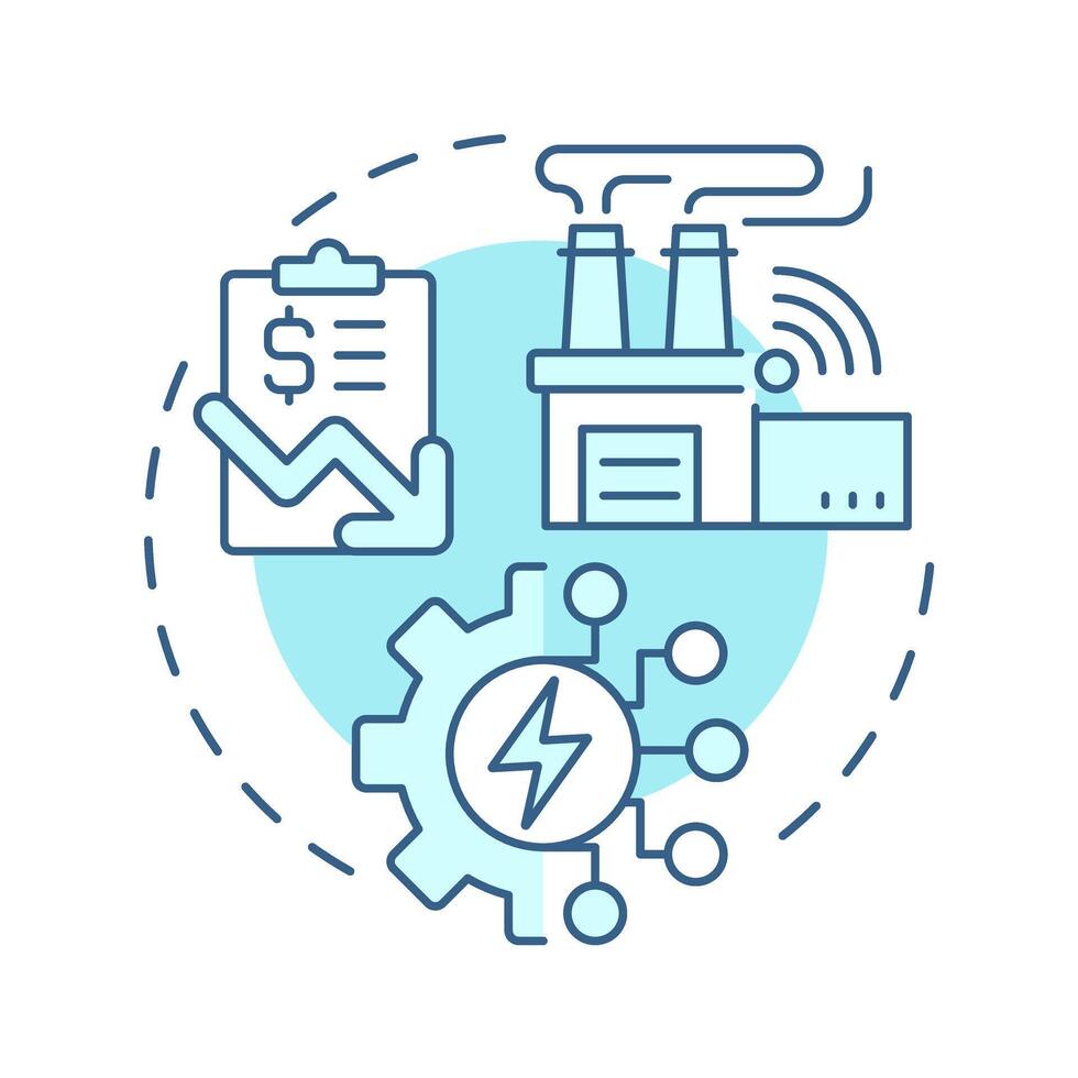 IEMS soft blue concept icon. Industrial energy management. Factory electrification. Round shape line illustration. Abstract idea. Graphic design. Easy to use in infographic, presentation vector