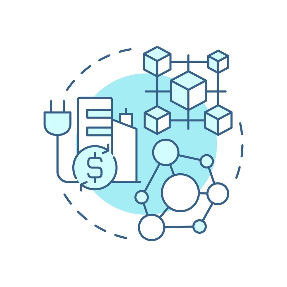 Transactive control soft blue concept icon. Decentralized system. Energy consumption, urban. Round shape line illustration. Abstract idea. Graphic design. Easy to use in infographic vector