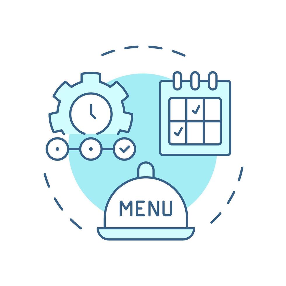 Choose time frame soft blue concept icon. Step of menu engineering. Restaurant industry management. Round shape line illustration. Abstract idea. Graphic design. Easy to use in promotional material vector
