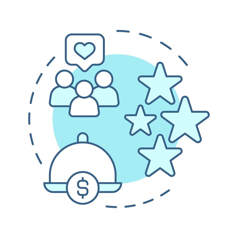 Stars dishes soft blue concept icon. Highly profitable and popular goods. Menu engineering matrix. Round shape line illustration. Abstract idea. Graphic design. Easy to use in presentation vector