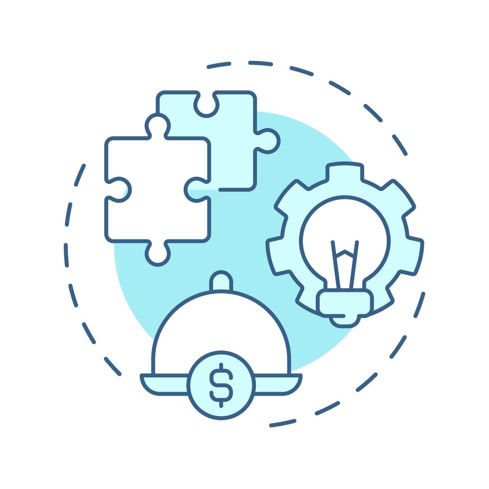 Puzzles dishes soft blue concept icon. High profit with low popularity. Menu engineering matrix. Round shape line illustration. Abstract idea. Graphic design. Easy to use in presentation vector