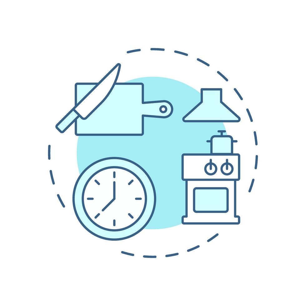 Kitchen workflow soft blue concept icon. Organized sequence of cooking tasks. Restaurant management. Round shape line illustration. Abstract idea. Graphic design. Easy to use in presentation vector