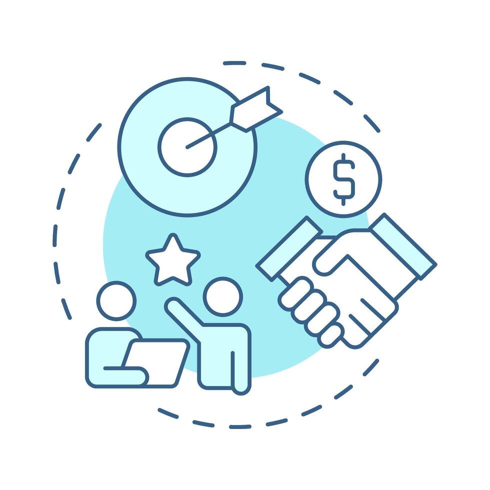 Top managers soft blue concept icon. Highest level of leadership within organization. Company CEO. Round shape line illustration. Abstract idea. Graphic design. Easy to use in presentation vector