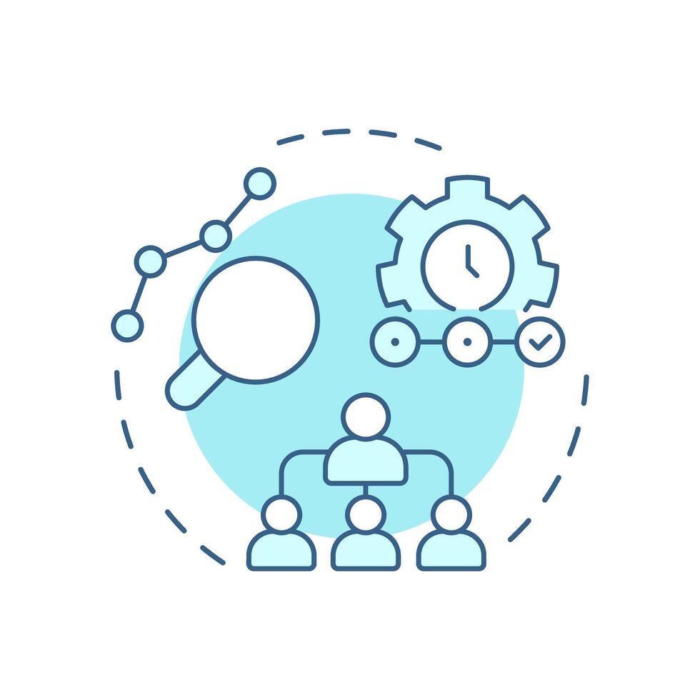 Middle managers soft blue concept icon. Bridge between top and frontline in organization. Corporate role. Round shape line illustration. Abstract idea. Graphic design. Easy to use in booklet vector