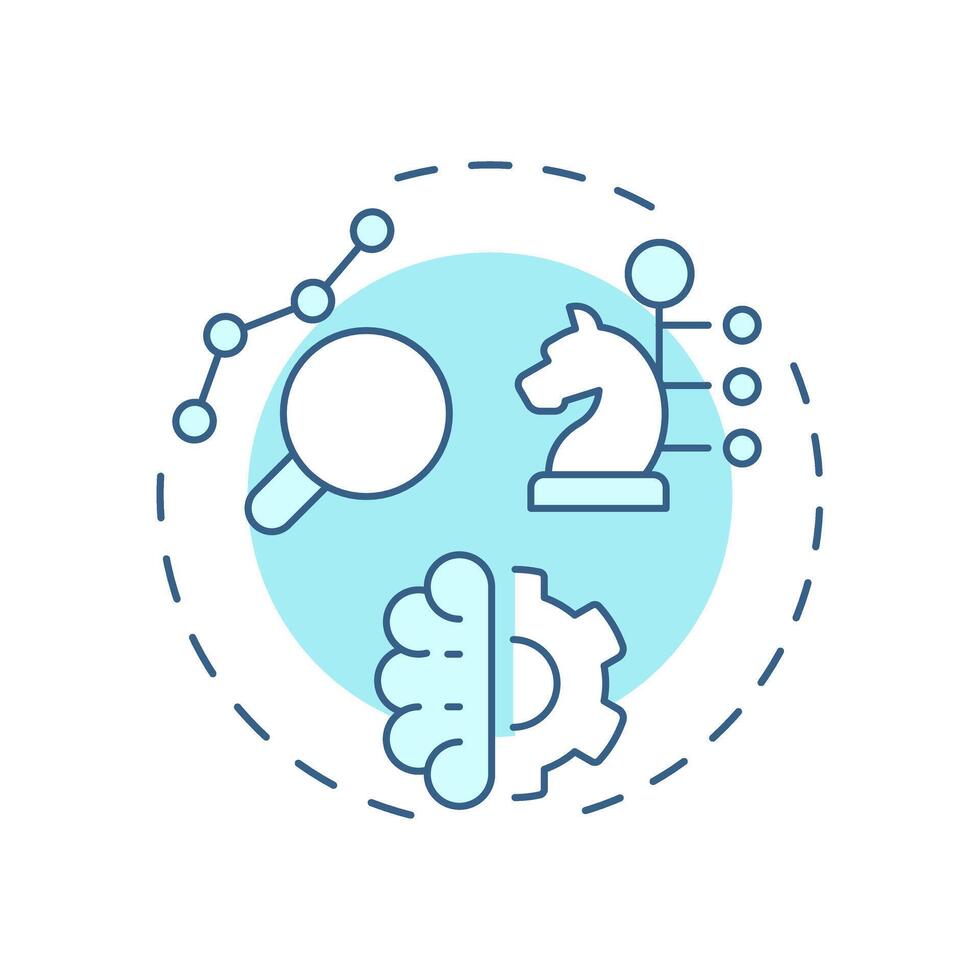 Analytical thinking soft blue concept icon. Evaluate complex problems to find solution. Line manager skill. Round shape line illustration. Abstract idea. Graphic design. Easy to use in booklet vector