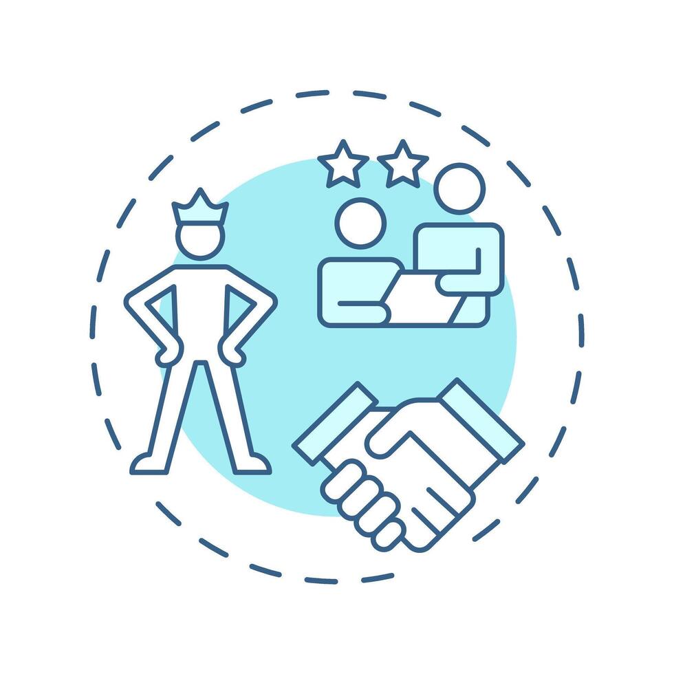 Leadership soft blue concept icon. Ability to inspire team for goals achievement. Line manager skill. Round shape line illustration. Abstract idea. Graphic design. Easy to use in presentation vector