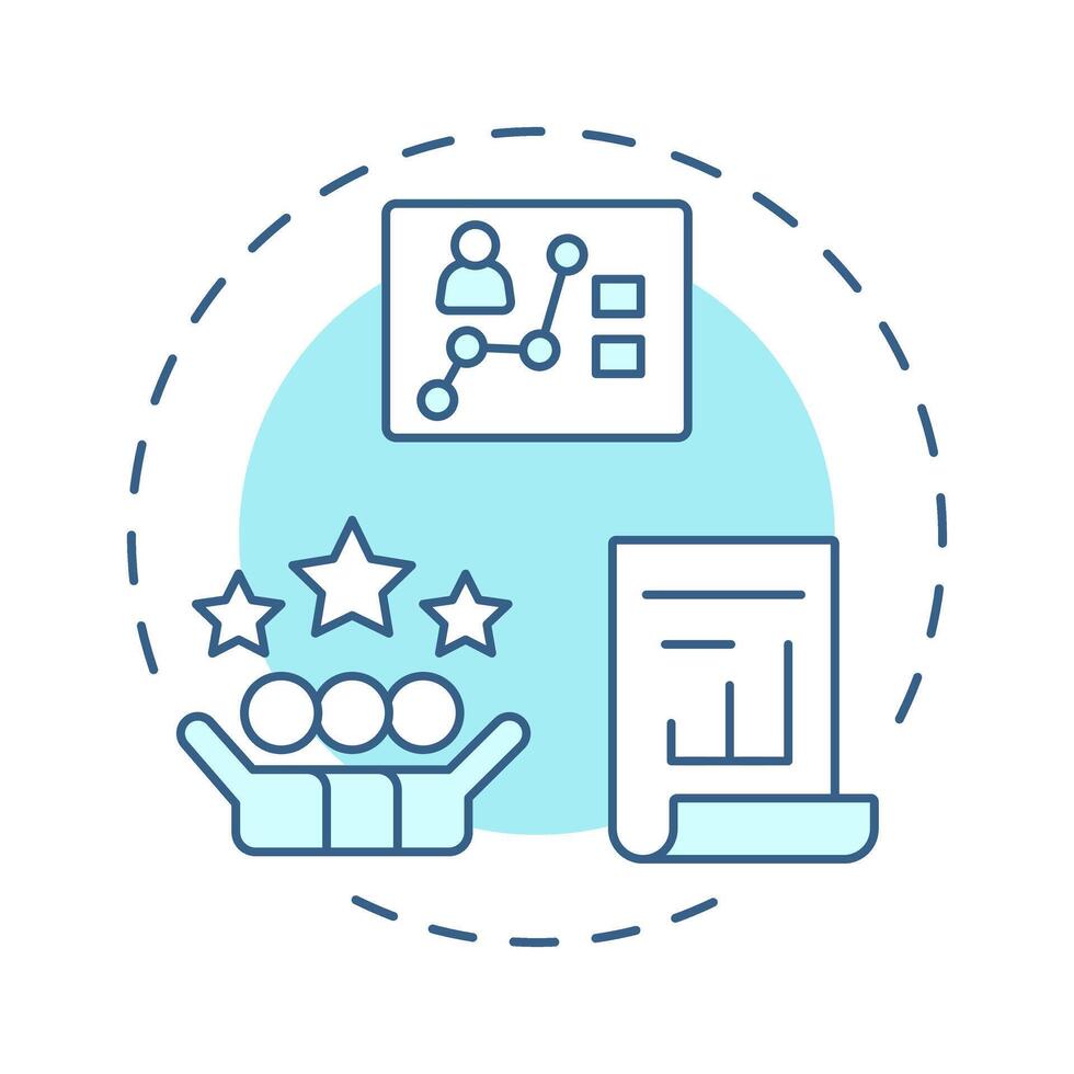 Rating soft blue concept icon. Evaluating employees performance. Performance management system. Round shape line illustration. Abstract idea. Graphic design. Easy to use in presentation vector