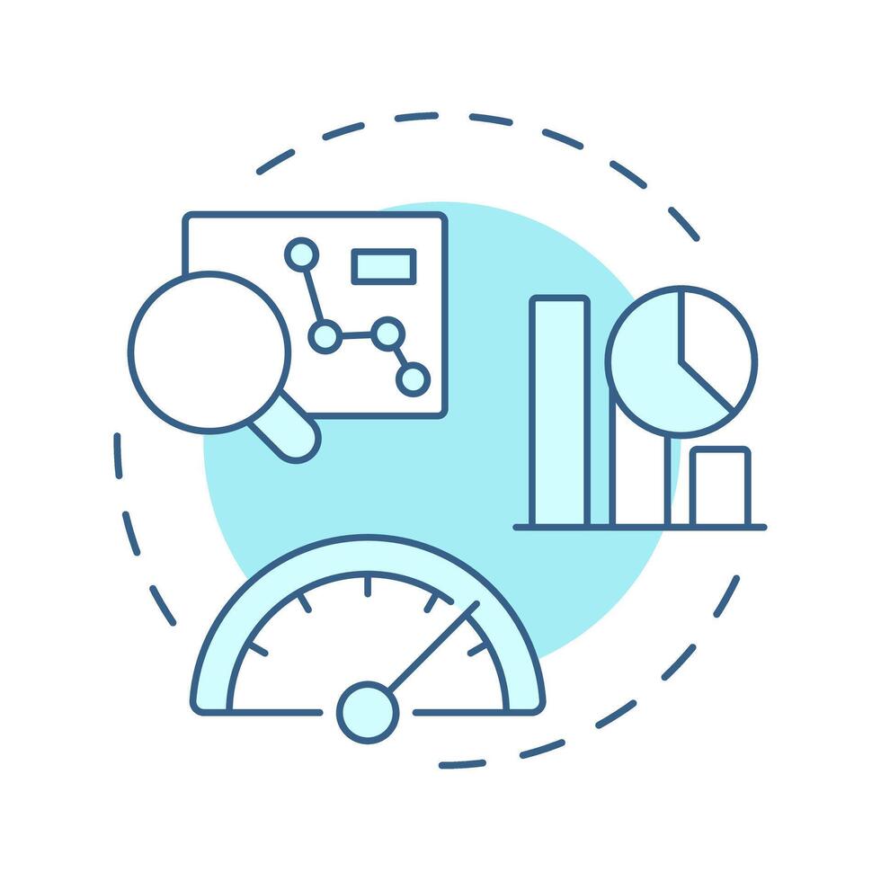 KPIs soft blue concept icon. Measurable metrics to evaluate employee work. Performance management tool. Round shape line illustration. Abstract idea. Graphic design. Easy to use in booklet vector