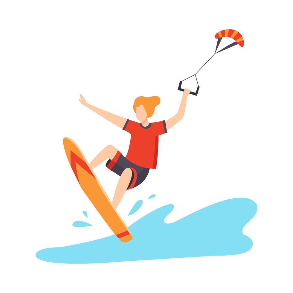 Kitesurfing illustration isolated on white background. vector