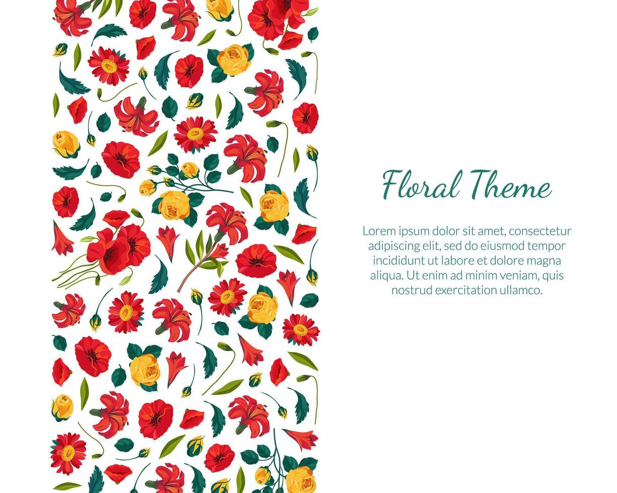 Floral Theme Banner Template with Beautiful Flowers Pattern, Design Element Can Be Used for Invitation, Poster, Website, Greeting Card Illustration vector