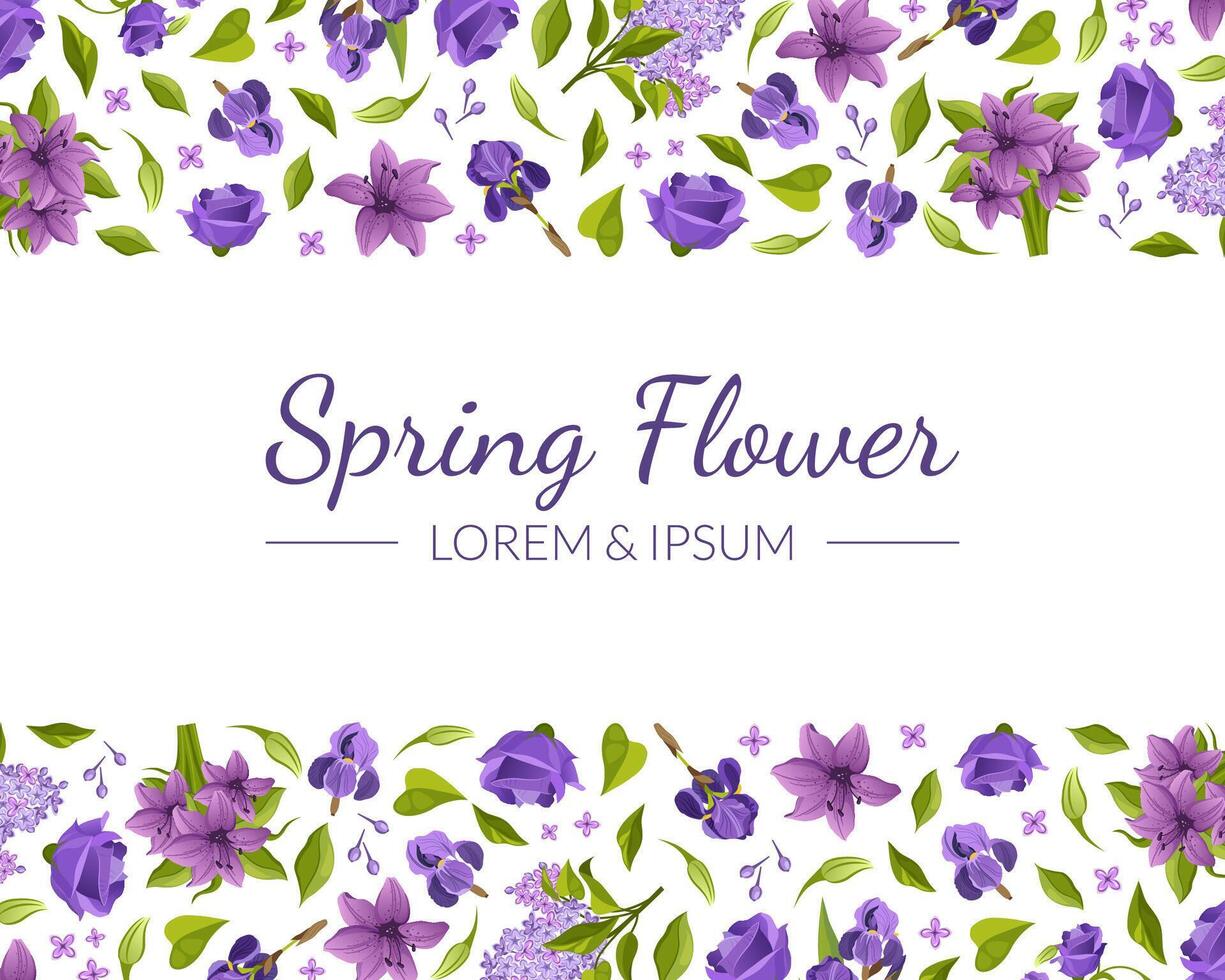 Spring Flowers Banner Template with Floral Pattern, Elegant Design Can Be Used for Invitation, Poster, Website, Greeting Card Illustration vector