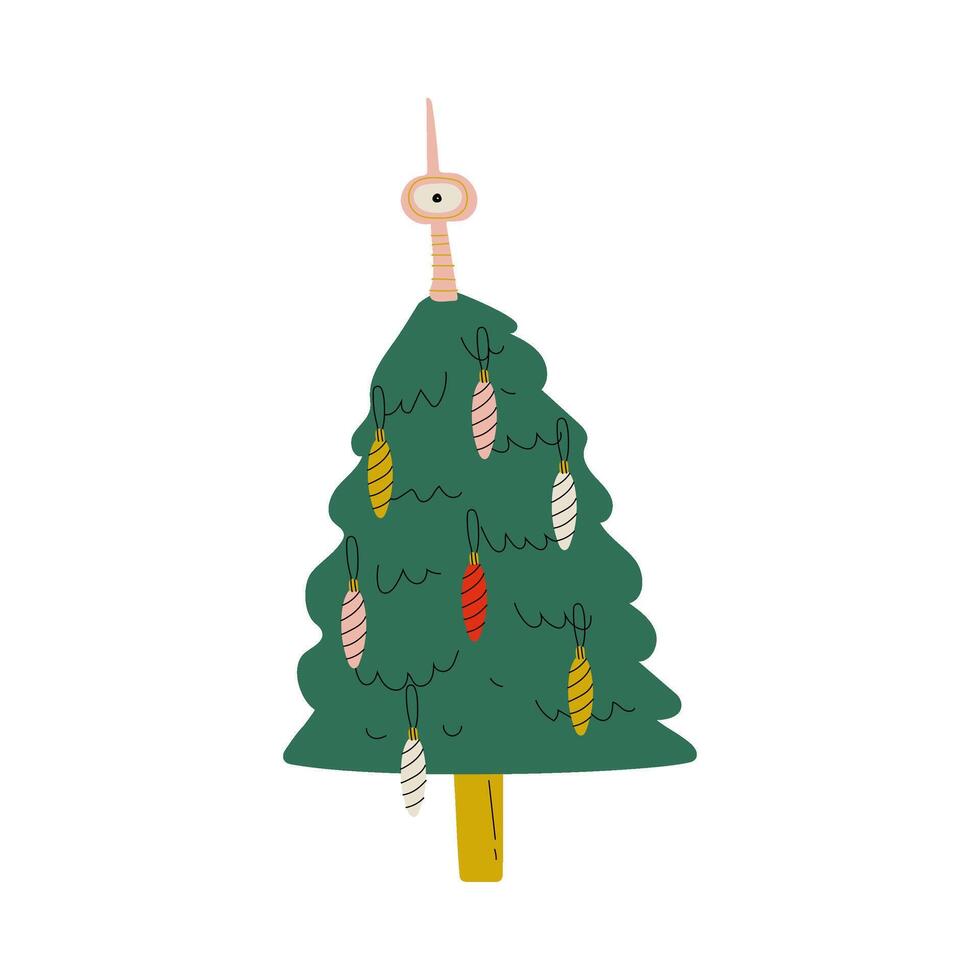 Decorated Christmas Tree, Happy New Year Symbol Illustration vector