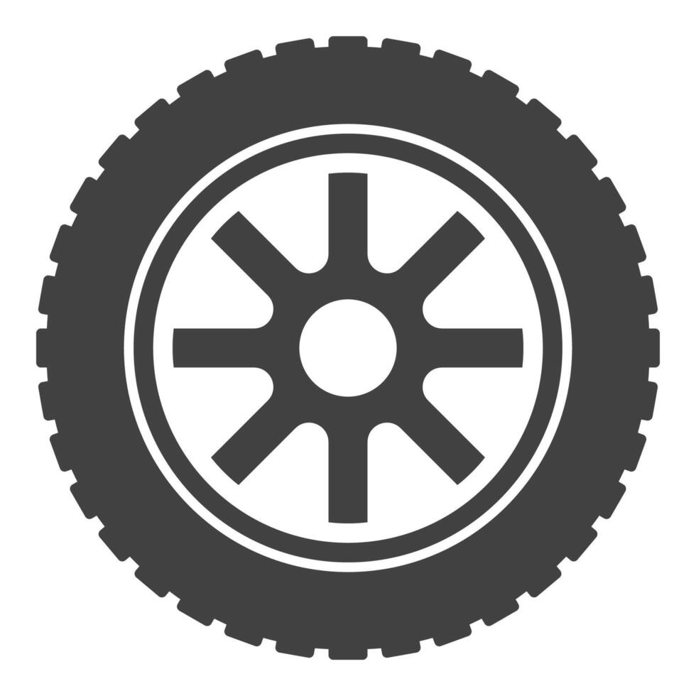 Durable tire icon - Auto wheel and alloy rim symbol vector