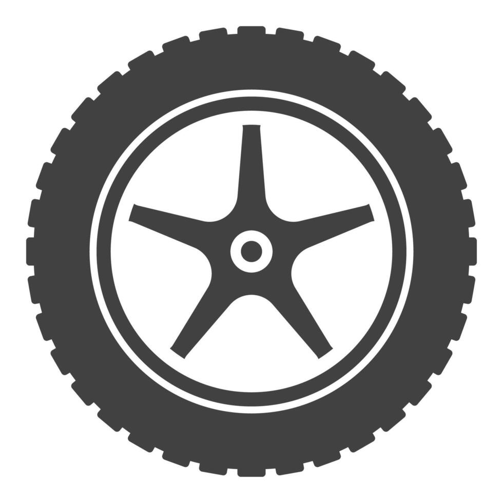 Car racing wheel simple icon. Tire with disc symbol vector