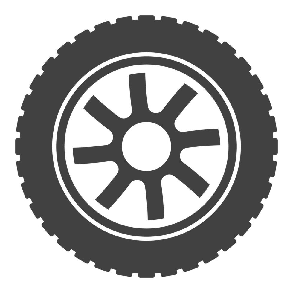 Off-road wheel icon - SUV tire and rim sign vector