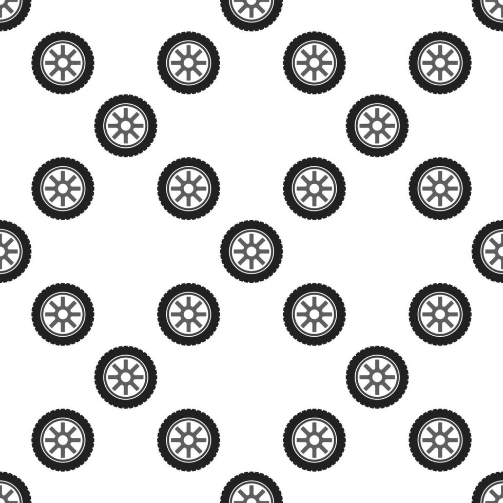 Durable tire seamless pattern - Auto wheel and alloy rim background vector