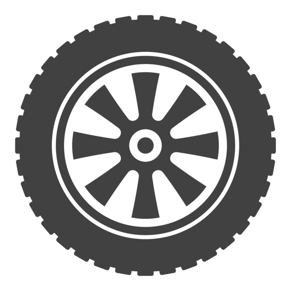 High-performance tire icon - Racing wheel and rim symbol vector