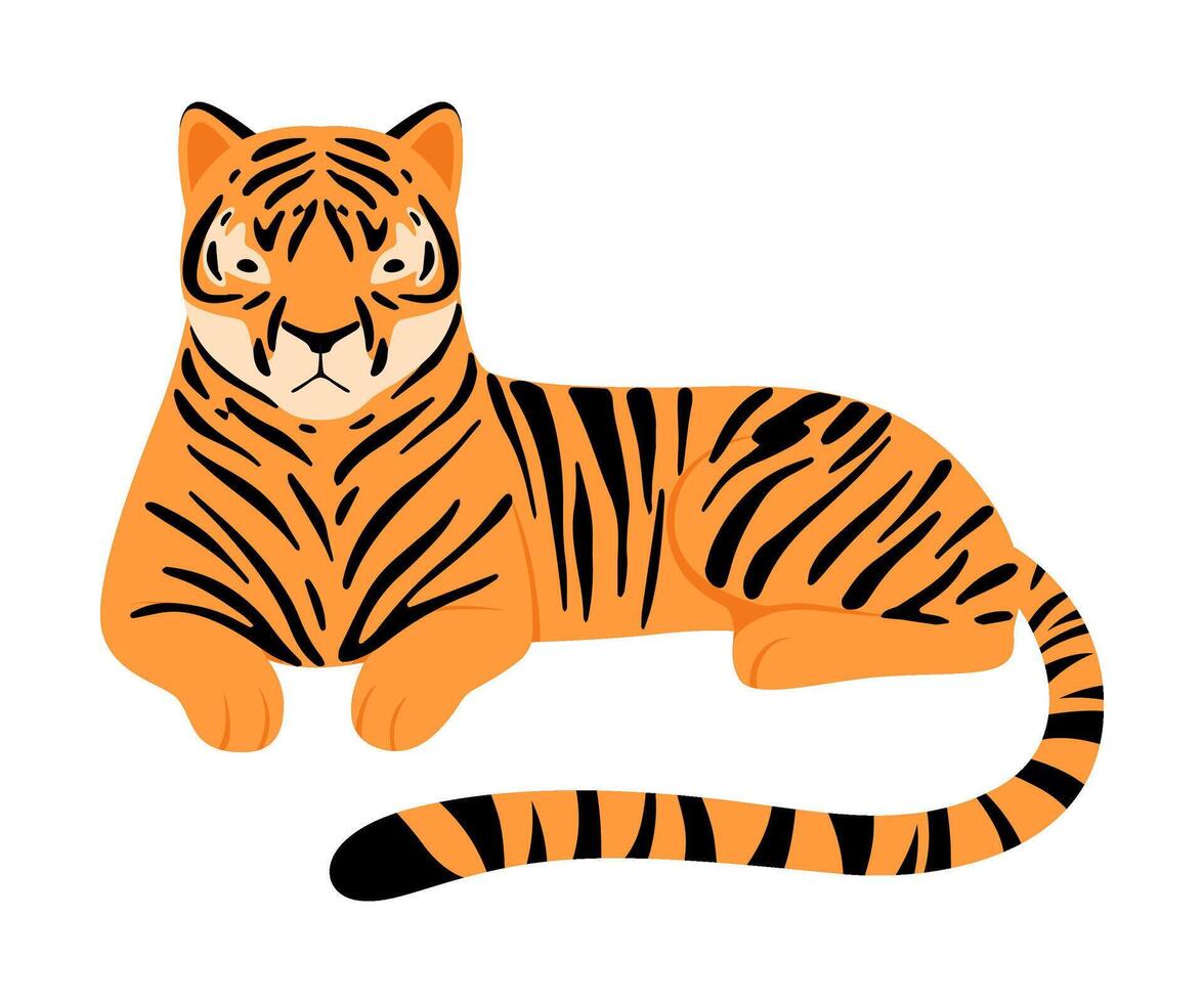 Striped tiger. illustration on a white background. vector