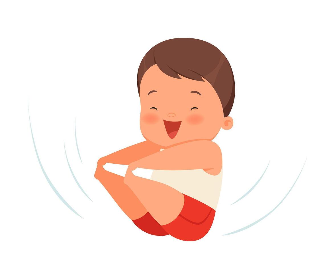 Boy is sitting and riding. illustration on a white background. vector