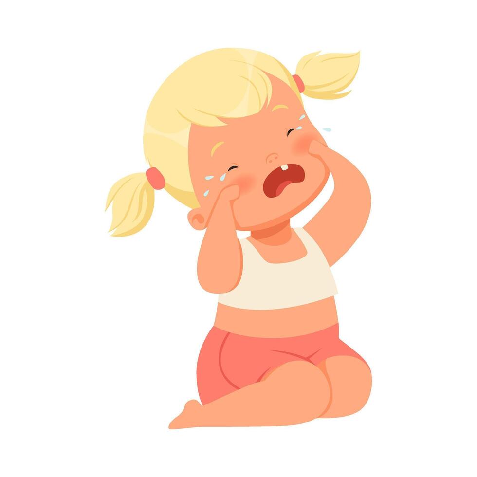 Little girl is crying. illustration on a white background. vector