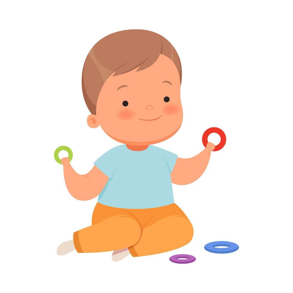 Boy is playing ringlets. illustration on a white background. vector