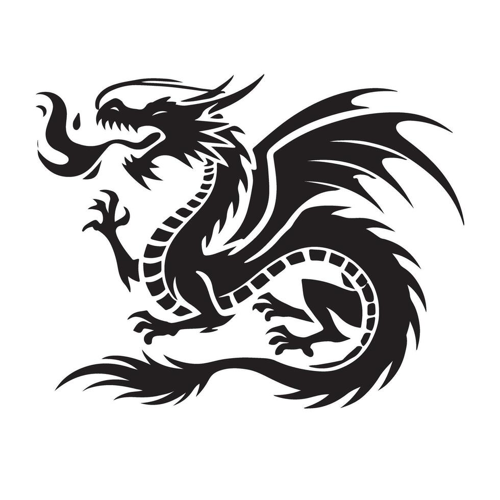 Fierce Dragon Silhouette Illustration vector