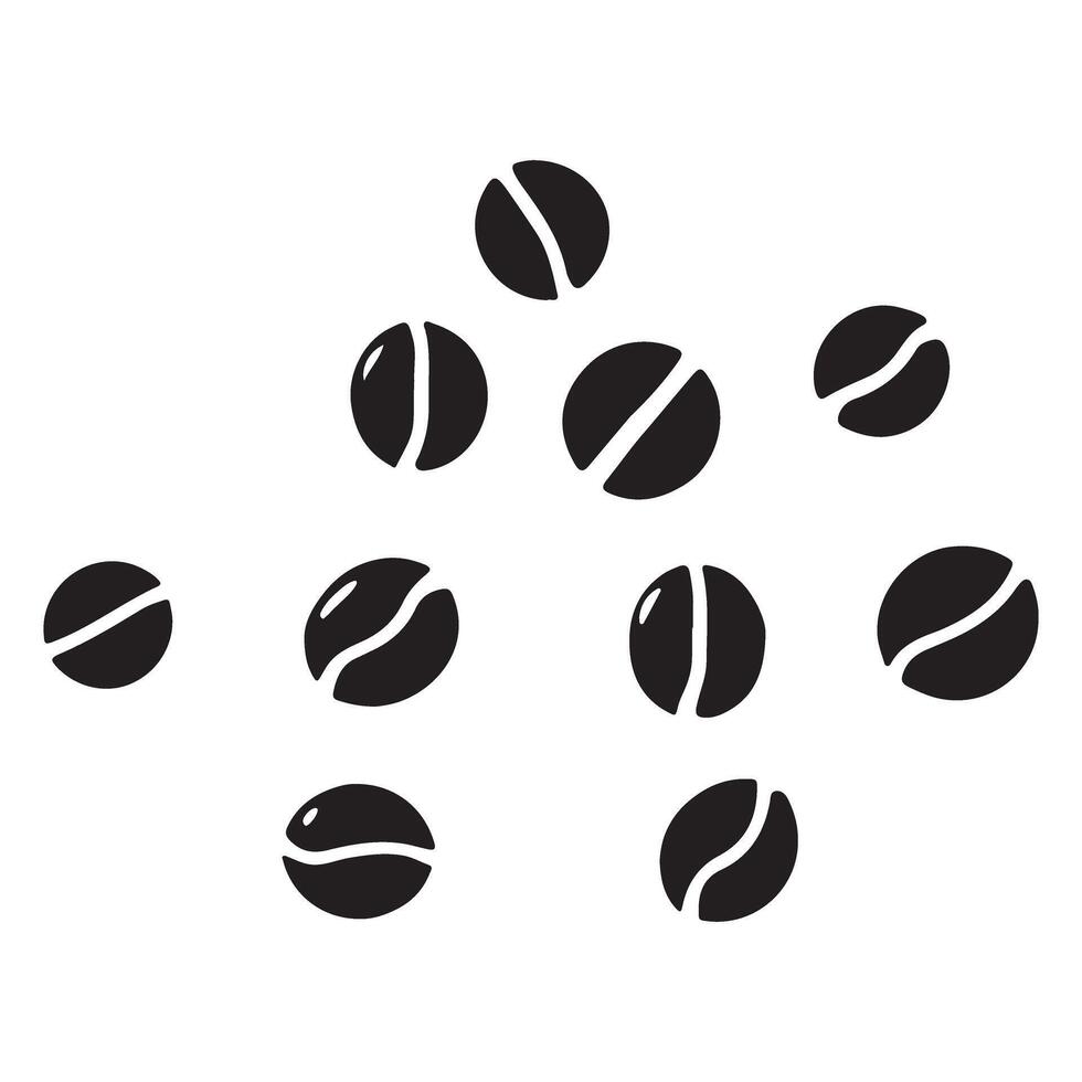 Scattered Coffee Beans Silhouette Illustration vector