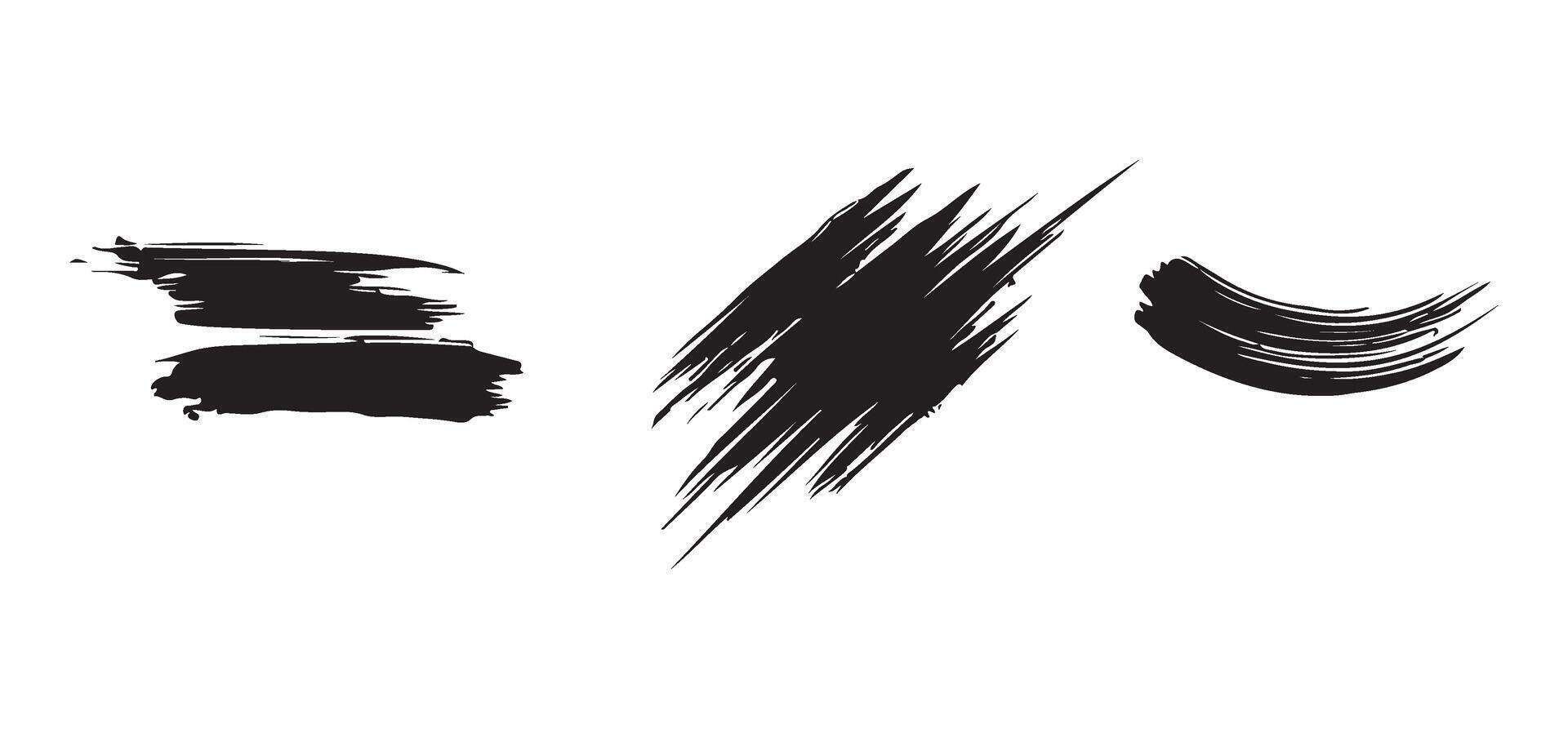 Abstract Black Brush Stroke Set Illustration vector