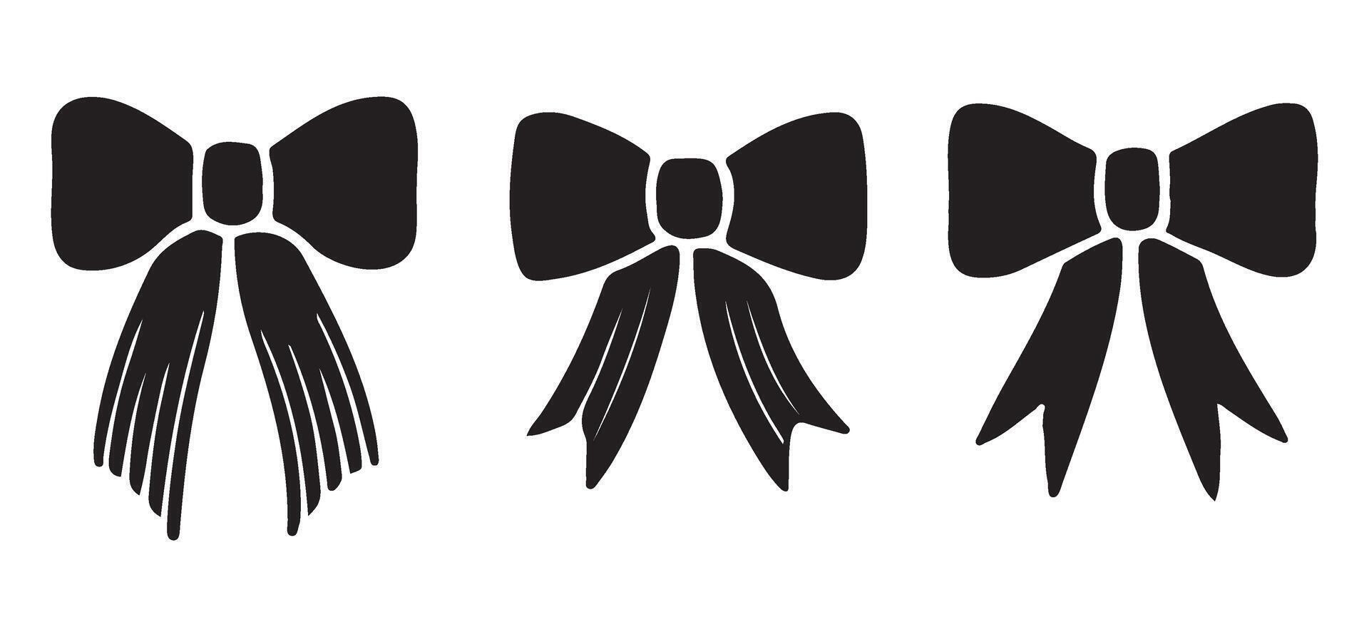 Set of Elegant Bow Silhouettes Illustrations vector