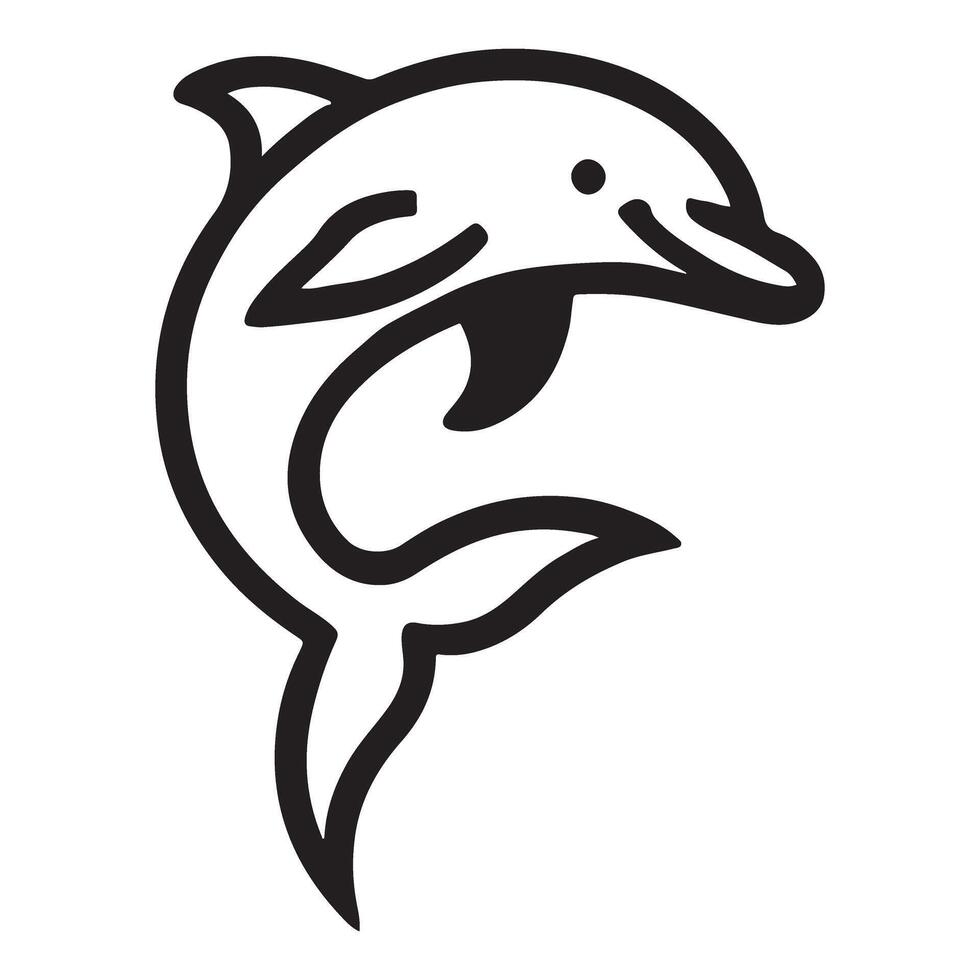 Playful Jumping Dolphin Line Art Illustration vector